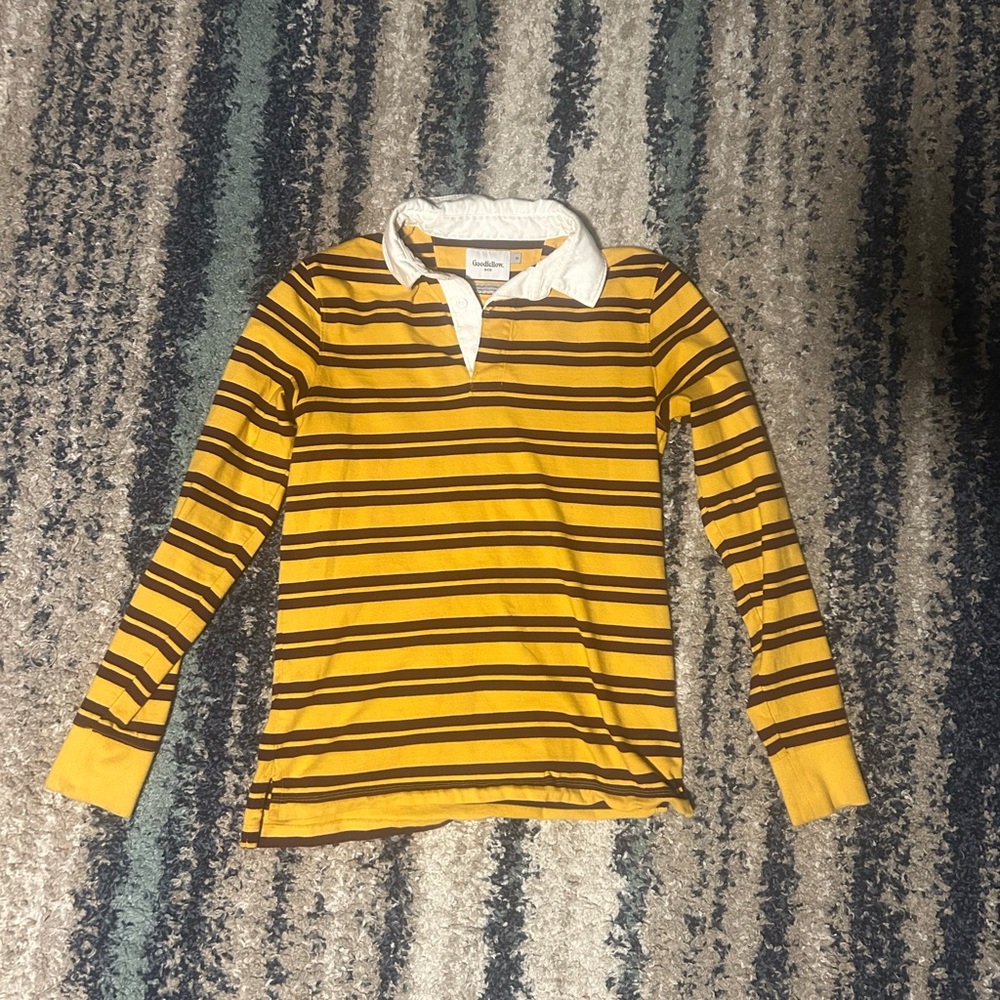 Rugby Ralph Lauren Yellow and Black Striped Long Sleeve Tee